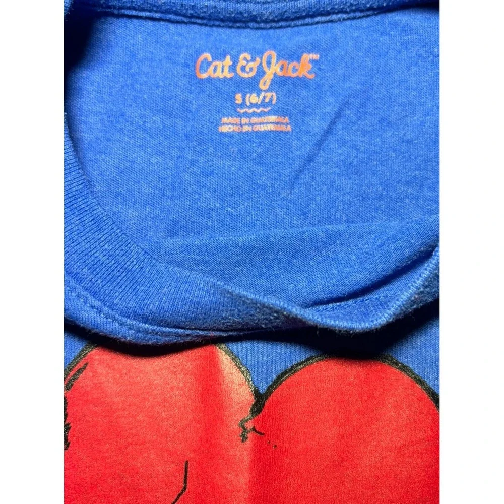 Cat & Jack Boys 2016 Unisex Kids Sz Small 6/7 Blue Shark Heart Valentine's Day‎